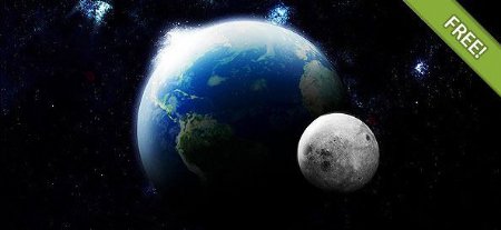 浩瀚的宇宙地球和月球psd素材