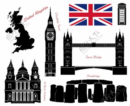 英国建筑图标图片