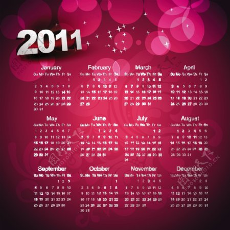 美丽的2011日历模板矢量