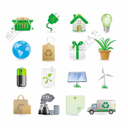 绿色环保低碳生活图标矢量素材