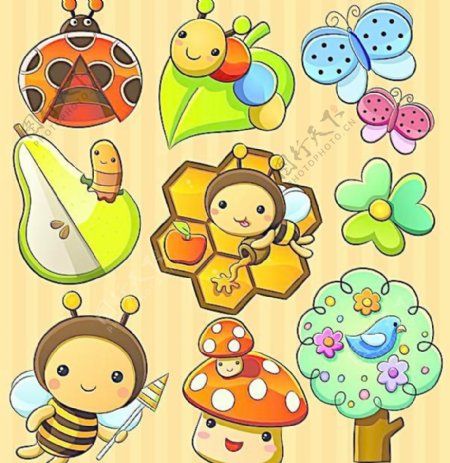 卡通小蜜蜂小蝴蝶图片