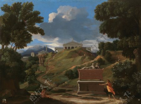 PoussinNicholasLandscapewithRuinsCa.1634画家古典画古典建筑古典景物装饰画油画