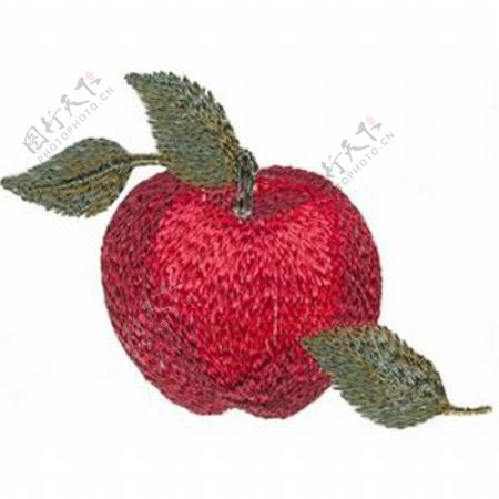 绣花苹果红色绿色山东免费素材