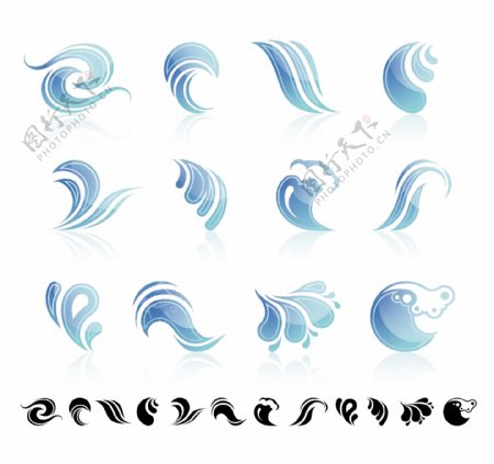 蓝色水珠水滴海浪波浪图标图片