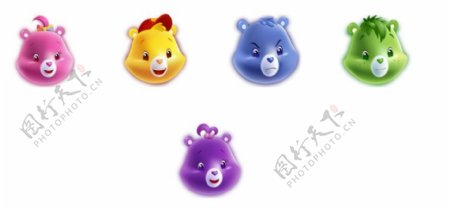 五种彩色小熊头像