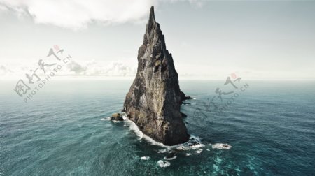 唯美大海孤岛礁石背景高清图片壁纸