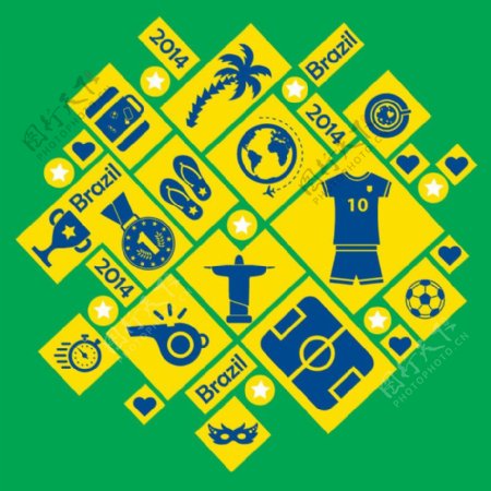 巴西世界杯图标矢量素材
