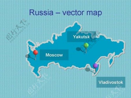 PPT俄罗斯地图幻灯片模板