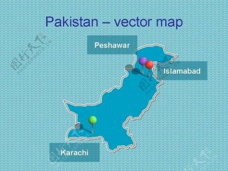 巴基斯坦的PPT模板免费PPT地图