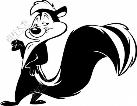 印花矢量图卡通动物臭鼬可爱卡通色彩免费素材