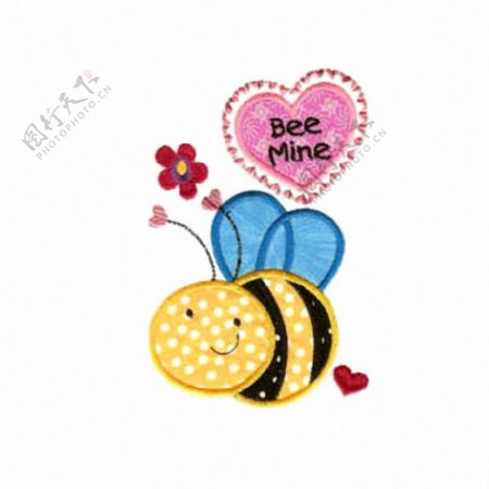 贴布贴布童装卡通卡通动物蜜蜂心形免费素材