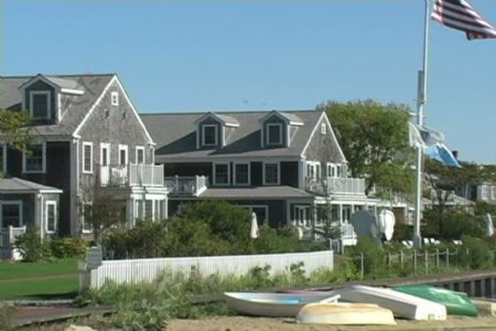 楠塔基特岛海滩和房屋股票视频