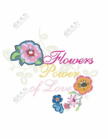个性花卉绣花纹样图片