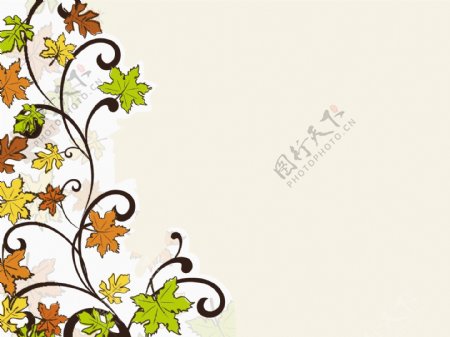 感恩节快乐的概念丰富多彩的秋叶的老式的背景