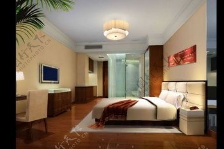 摩登酒店的风格舒适的卧室