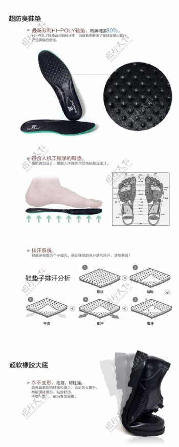 男鞋皮鞋运动鞋防臭鞋垫排汗系统排汗图