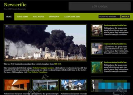 黑绿色图片新闻网站模板