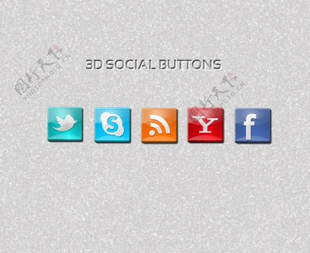 5的糖果色的社交媒体图标集PSD