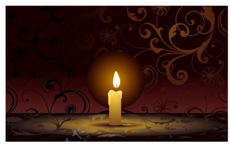 浪漫点燃的蜡烛装饰背景