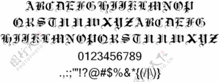 传统的哥特式字体第十七