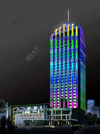 大厦色彩瀑布式灯光效果图片