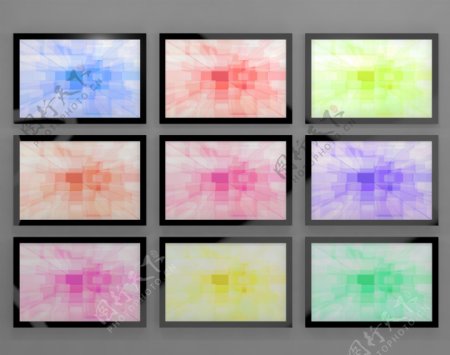 电视监视墙安装在不同的颜色代表的高清晰度电视和高清晰度电视