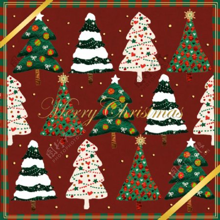 可爱装饰圣诞树设计PSD素材