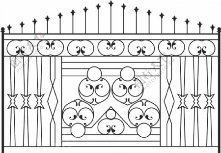 欧式花纹式铁门围墙矢量图2
