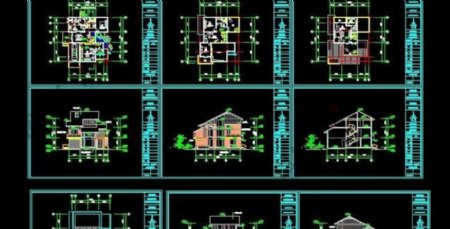 三层个人住宅别墅建筑施工图12x14