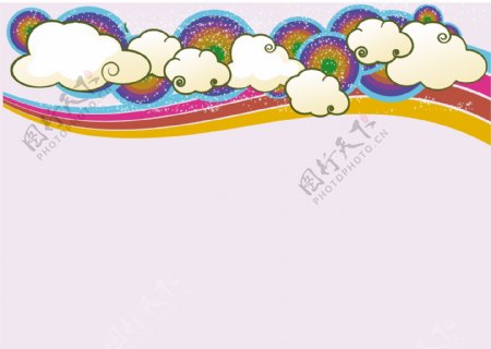 可爱的云朵潮流矢量彩虹的背景材料