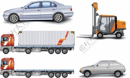 运输材料的运输工具汽车矢量集
