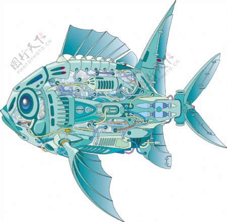 科技机械鱼矢量图AI