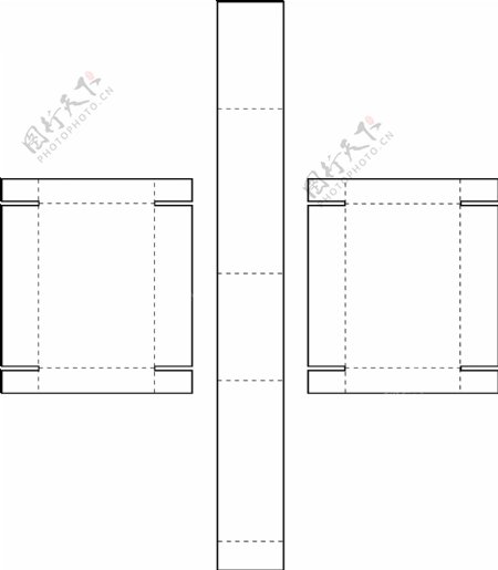 扣合型长方体包装盒结构图