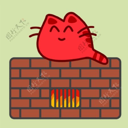开心猫在温暖的烤箱
