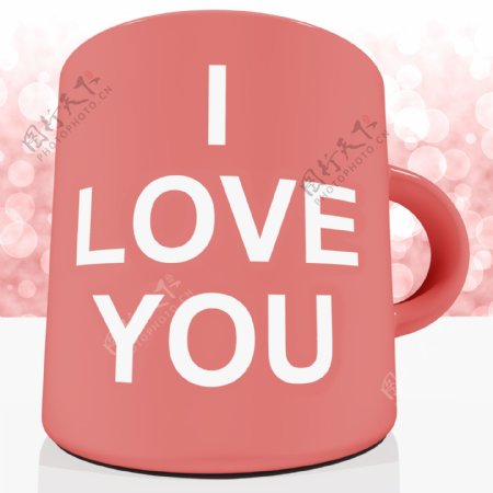 我爱你的杯子的背景虚化背景呈现出浪漫的情人节