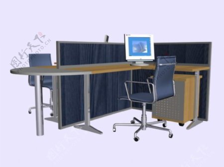 办公家具办公桌3d模型办公桌160