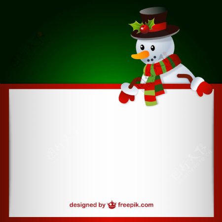 卡通圣诞雪人信纸设计矢量素材