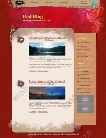 红色个性博客CSS网页模板