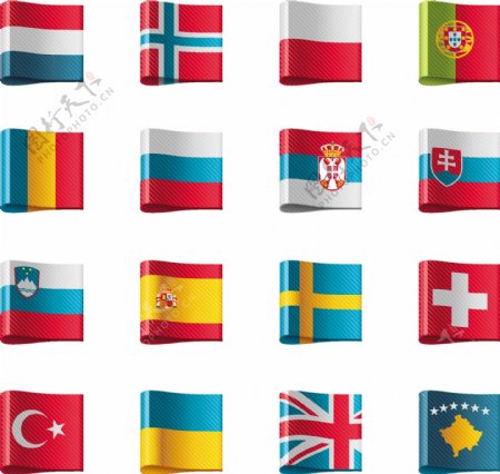 世界各国国旗标签矢量素材3