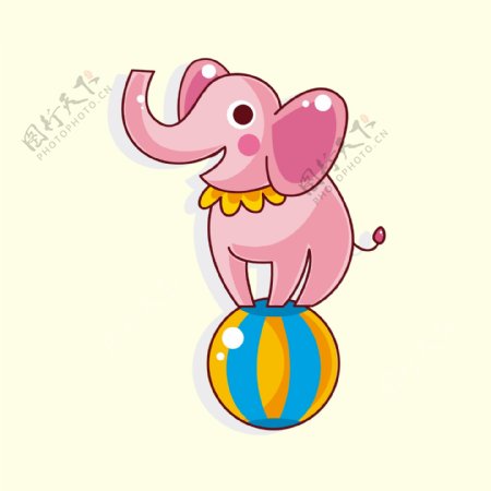 印花矢量图T恤图案卡通动物大象马戏团免费素材