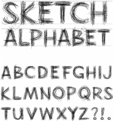 手绘设计矢量的02个字母