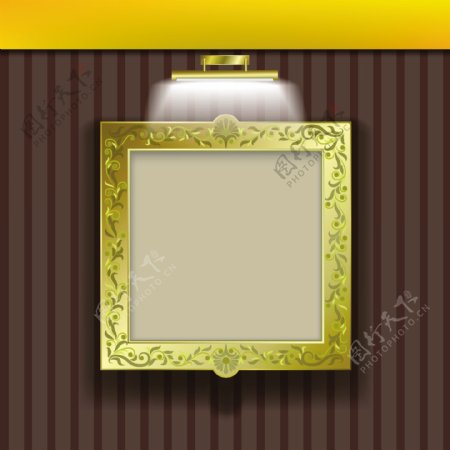 矢量金色花纹边框设计相框素材