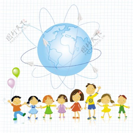 儿童节插画地球免费下载
