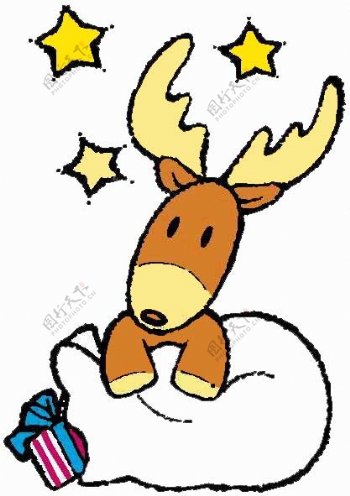 位图卡通动物鹿可爱卡通色彩免费素材