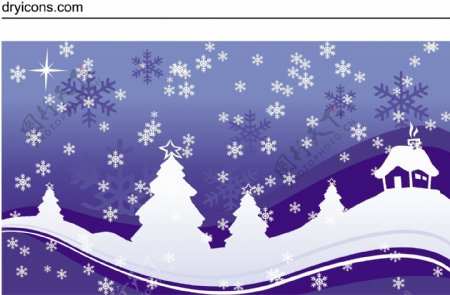 矢量缤纷雪地圣诞树素材