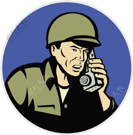 第二次世界大战的士兵在无线电对讲机