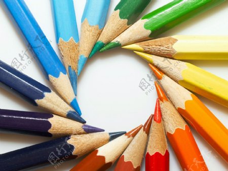 圆圈彩色铅笔图片素材