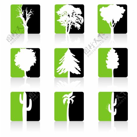 绿色的树木图标集