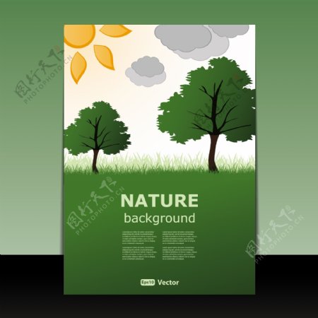 绿色自然宣传单设计矢量