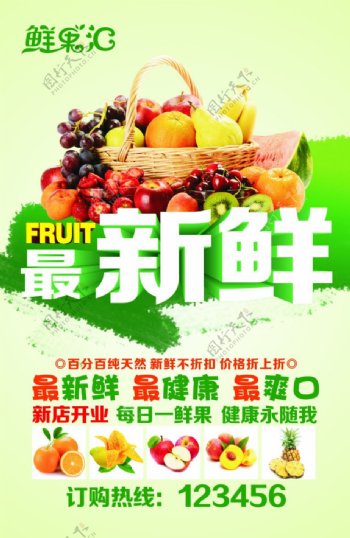 水果单张绿色单张水果橙子芒果苹果桃子菠萝
